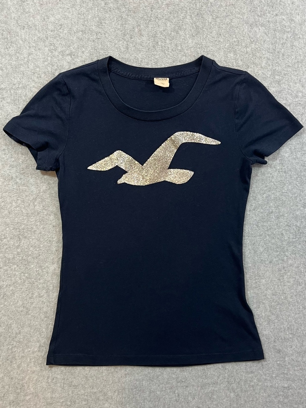 2010’s Navy Blue Hollister T-shirt Glitter Seagull Logo Graphic Size Medium